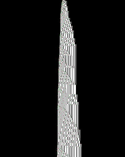 space-time diagram from the blank tape, steps 0 to 10,000