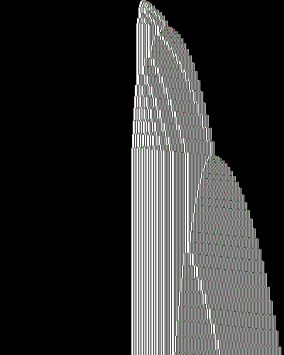 space-time diagram from the blank tape, steps 0 to 10,000