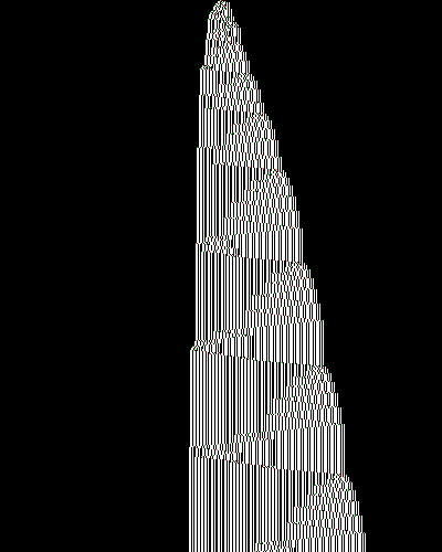 space-time diagram from the blank tape, steps 0 to 10,000