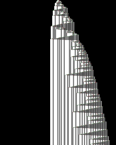 space-time diagram from the blank tape, steps 0 to 10,000