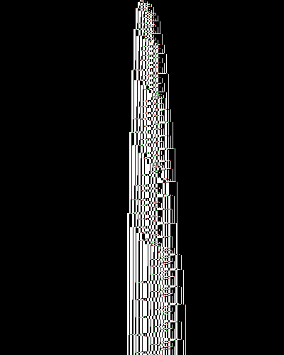 space-time diagram from the blank tape, steps 0 to 10,000