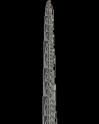 space-time diagram from the blank tape, steps 0 to 10,000