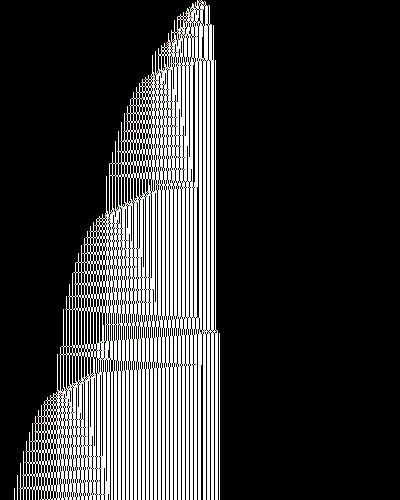 space-time diagram from the blank tape, steps 0 to 10,000
