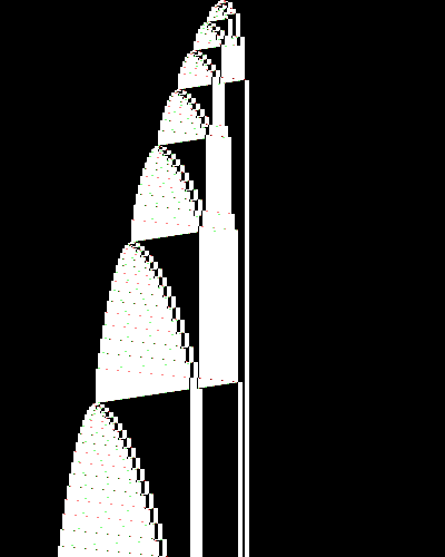 space-time diagram from the blank tape, steps 0 to 10,000