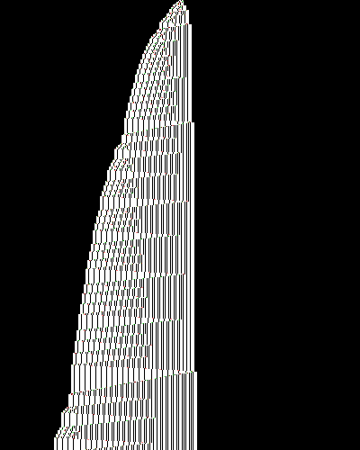 space-time diagram from the blank tape, steps 0 to 10,000