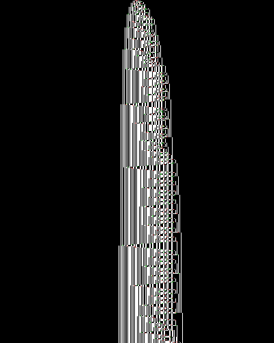 space-time diagram from the blank tape, steps 0 to 10,000