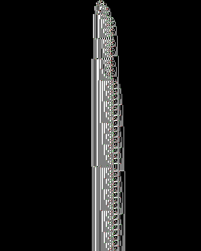 space-time diagram from the blank tape, steps 0 to 10,000
