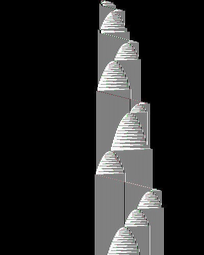 space-time diagram from the blank tape, steps 0 to 10,000