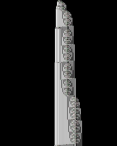 space-time diagram from the blank tape, steps 0 to 10,000