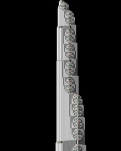 space-time diagram from the blank tape, steps 0 to 10,000