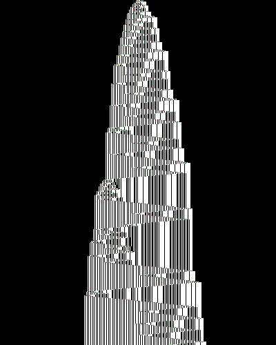 space-time diagram from the blank tape, steps 0 to 10,000
