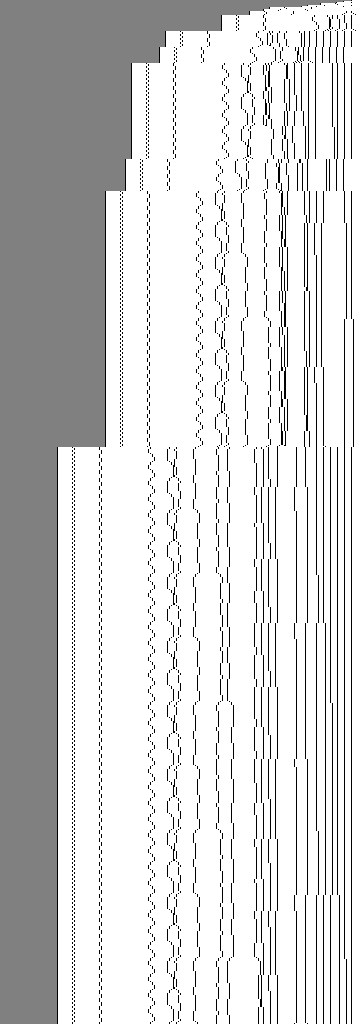 Walls (extra 0s), one row per cycle