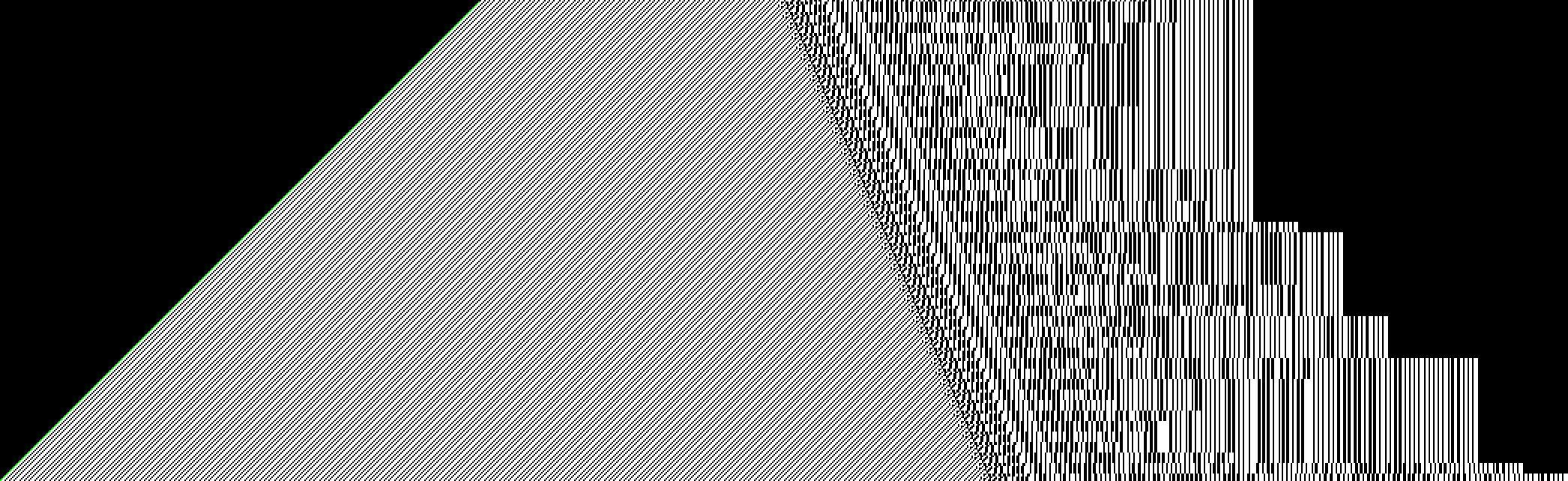 Card Fig 1: one row per bounce. Regular bulk and junction, all the disorder in the tail.