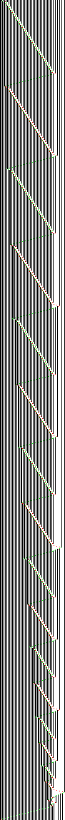 One cycle: the wall walks right