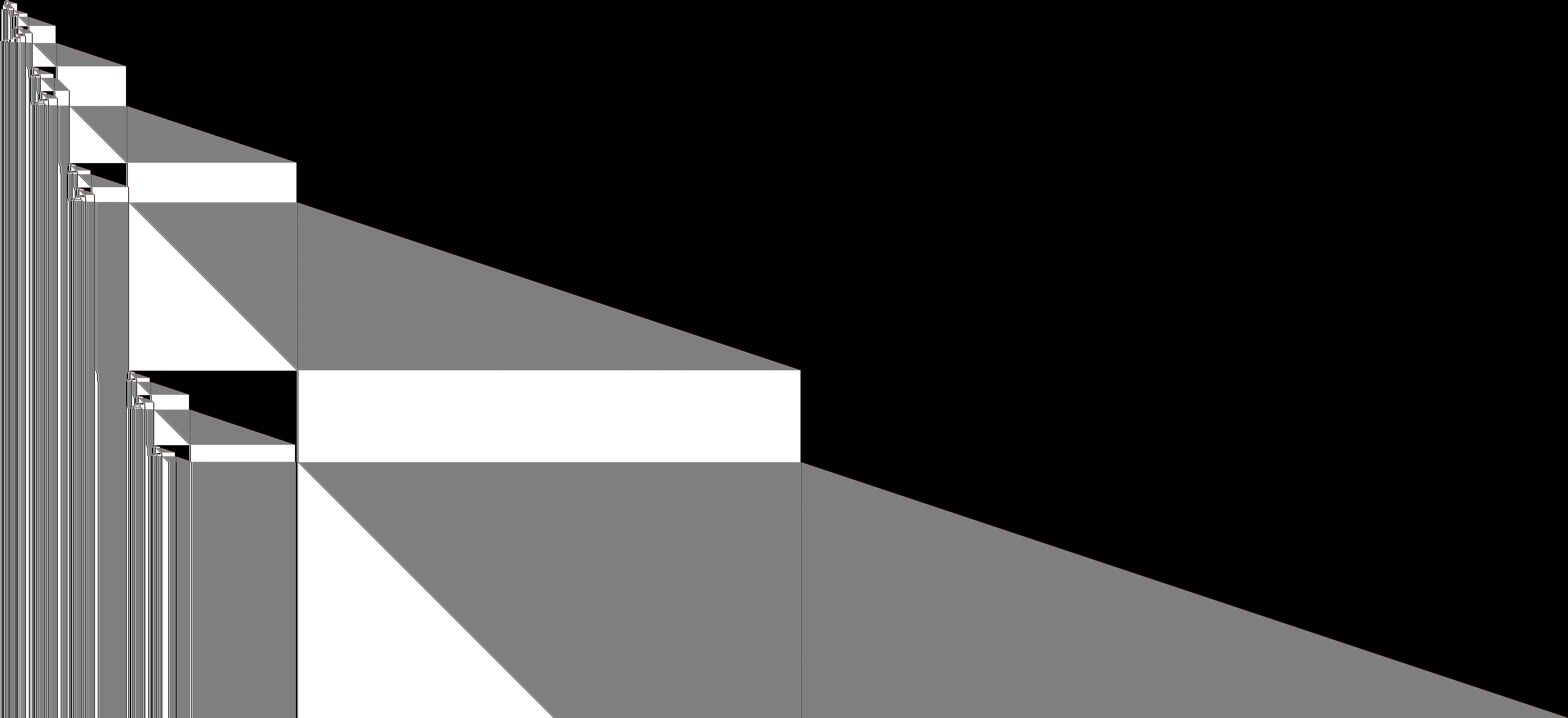 Fig 1, state-E entries to 3e6 steps: the replay staircases to the left of each wide white band.
